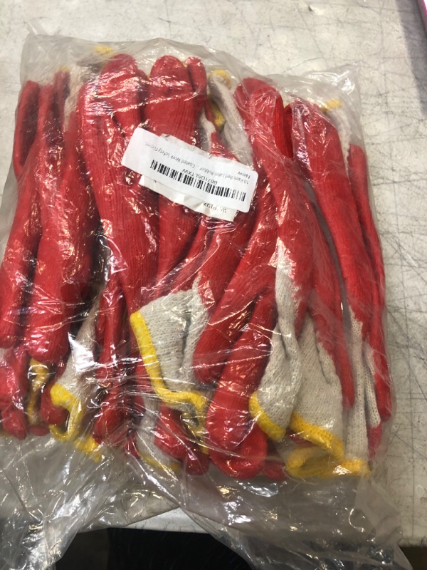 Photo 2 of 10 Pairs Red Latex Rubber Palm Coated Work Safety Gloves