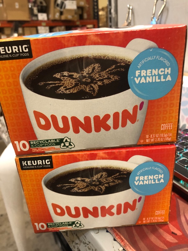 Photo 2 of 2x Dunkin' French Vanilla Flavored Coffee, 10 Keurig K-Cup Pods French Vanilla 
Best By: Dec 14, 2022
