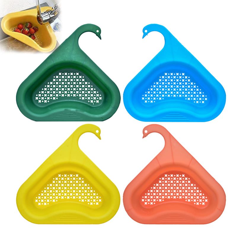 Photo 1 of 4 Pack Swan Drain Basket for Kitchen Sink Swan Drain Rack, Multifunctional Kitchen Corner Sink Strainer Household Swan Drain Basket for Kitchen Sink Hangs on Faucet Fits All Sink