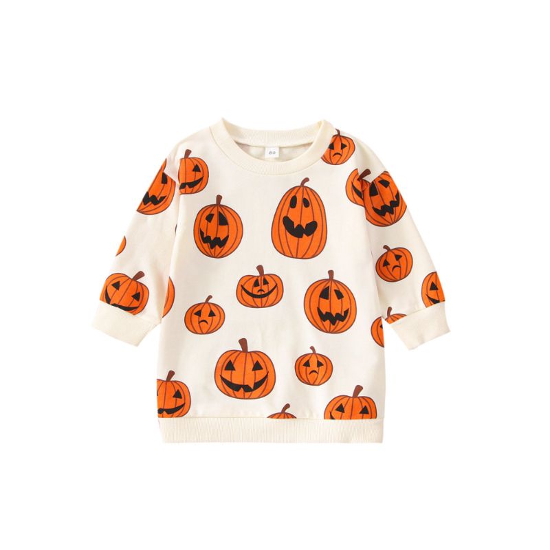 Photo 1 of Halloween Pumpkin Sweatshirt for Toddler Baby, Long Sleeve Pullover Crew Neck Sweater Holiday Tops
