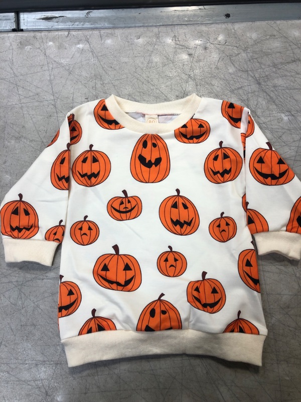 Photo 2 of Halloween Pumpkin Sweatshirt for Toddler Baby, Long Sleeve Pullover Crew Neck Sweater Holiday Tops
