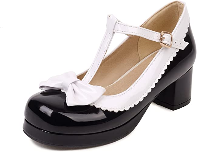 Photo 1 of glglgege Women's T-Strap Mary Jane Pumps Shoes Patent Leather Chunky High Block Heels Bow tie Ladies Dress Heeled Shoes
SIZE 8.5