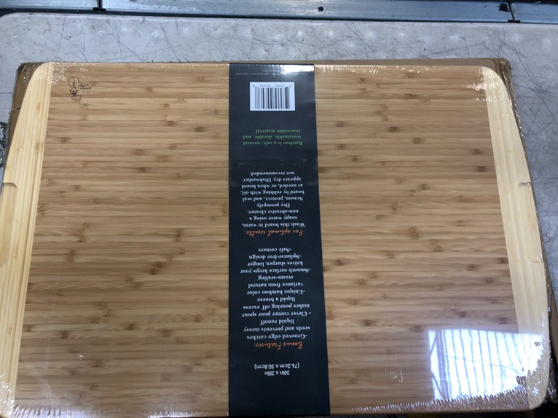 Photo 3 of 30 x 20 Bamboo Extra Large Cutting Board - Wooden Stove Top Cover Noodle Board - Meat Cutting Board for BBQ - Turkey Carving Board - Extra Large Charcuterie Board - Over the Sink Cutting Board 3XL - 30 x 20 Inches Two-Tone