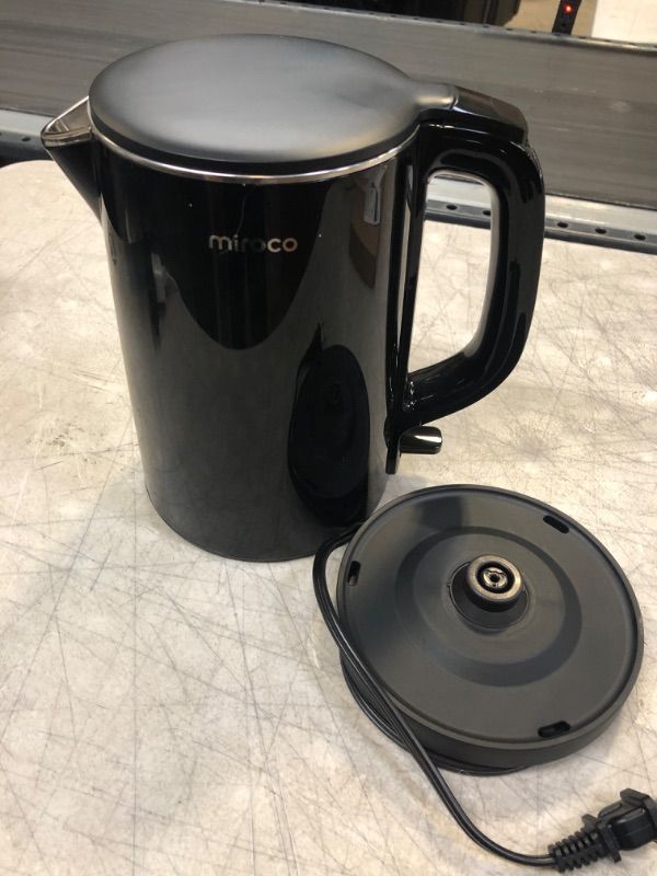 Photo 2 of Electric Kettle, miroco 1.5L Double Wall 100% Stainless Steel BPA-Free Cool Touch Tea Kettle, Black
