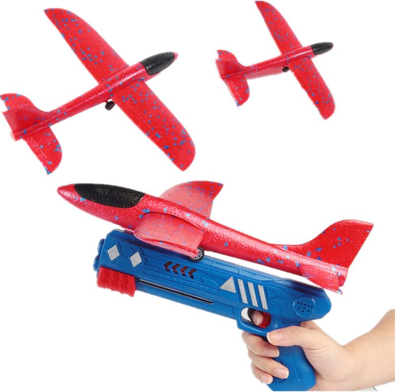 Photo 1 of FLORONG Airplane Toy,One-Click Ejection Model Foam Airplane with 1 Pack Large Throwing Foam Plane,Flying Toy for Kids…
