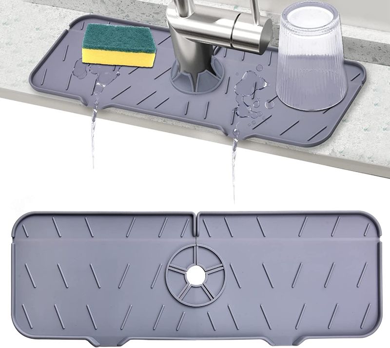 Photo 1 of 2Pcs Silicone Sink Faucet Mat for Kitchen Sink Splash Guard,Bathroom Faucet Sink Water Draining Pad,Faucet Handle Drip Catcher Tray Pad, Countertop Protection Rubber Drying Mat,Dish Drying Mat