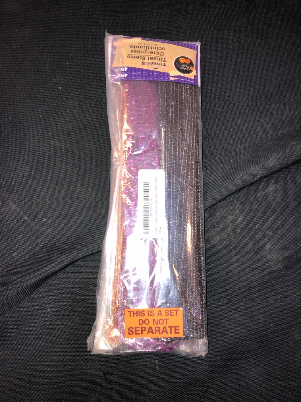 Photo 2 of 
Roll over image to zoom in
Crafter's Square Halloween Tinsel Stems, Pack of 3, Black, Orange and Purple (135 Stems)