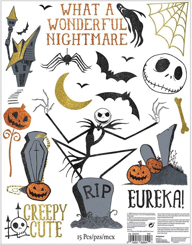 Photo 1 of 15-Piece Tim Burton's Nightmare Before Christmas Glitter Window Decoration | 17x12 Inch, 15 Count (Pack of 1)
3PACK
