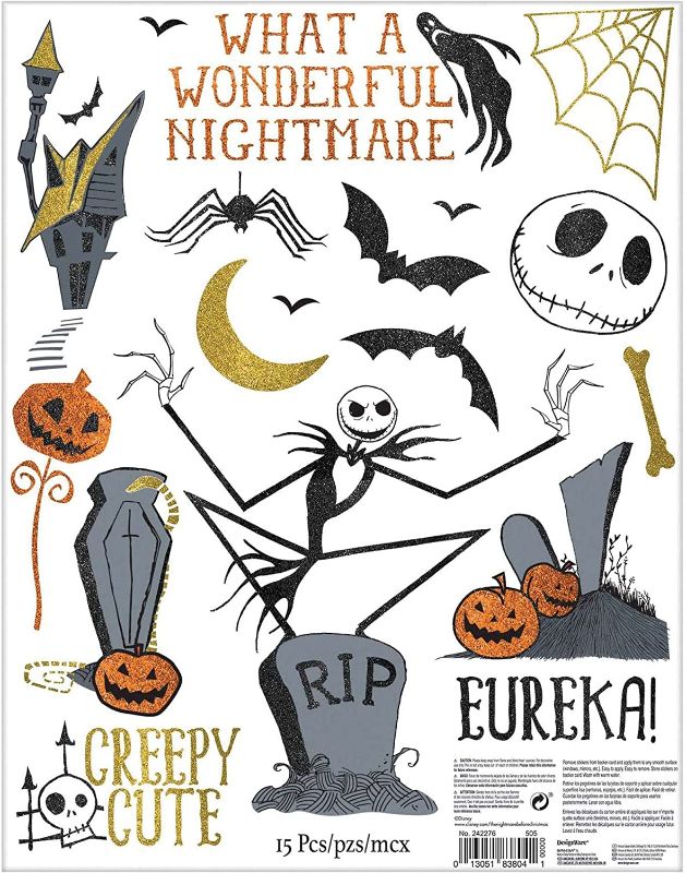 Photo 1 of 15-Piece Tim Burton's Nightmare Before Christmas Glitter Window Decoration | 17x12 Inch, 15 Count (Pack of 1)
2PACK