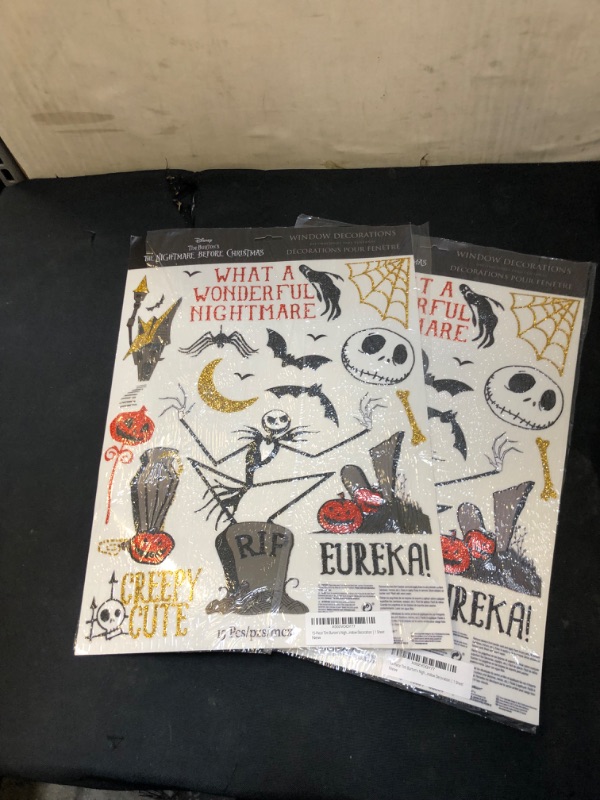 Photo 2 of 15-Piece Tim Burton's Nightmare Before Christmas Glitter Window Decoration | 17x12 Inch, 15 Count (Pack of 1)
2PACK