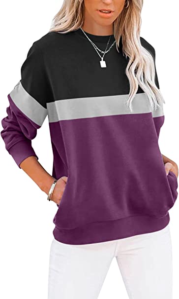 Photo 1 of 
Visit the TICTICMIMI Store
TICTICMIMI Women's Casual Long Sleeve Color Block/ Solid Tops Crewneck Sweatshirts Cute Loose Fit Pullovers With Pockets size S