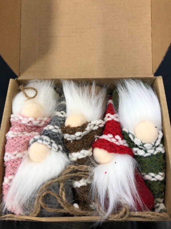 Photo 2 of 10 Pcs Hanging Gnome Ornaments Adorable Christmas Gnomes Handmade Plush Swedish Santa Tomte Holiday Tree Decorations