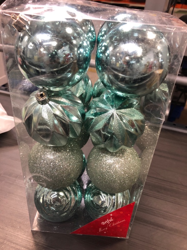 Photo 1 of 3.14" Christmas Ball Ornaments 16 Pcs Christmas Tree Decorations Set Balls Shatterproof Teal Large Christmas Ornaments Balls with Hanging Loop for Holiday Party Wreath Tabletop Xmas Tree Decor