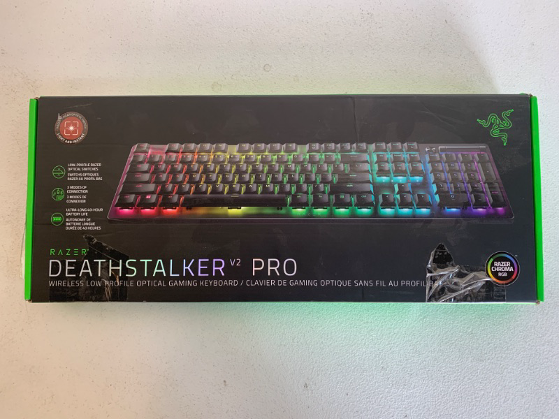 Photo 3 of Razer DeathStalker V2 Pro Wireless Gaming Keyboard: Low-Profile Optical Switches - Linear Red - HyperSpeed Wireless & Bluetooth 5.0-40 Hr Battery - Ultra-Durable Coated Keycaps - Chroma RGB