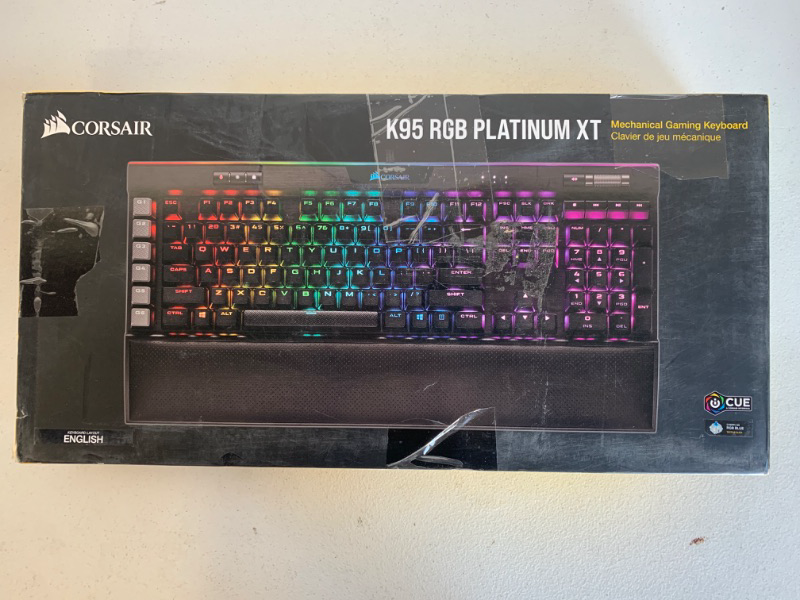 Photo 3 of Corsair K95 RGB Platinum XT Mechanical Gaming Keyboard, Backlit RGB LED, Cherry MX Speed RGB Silver, Black (CH-9127414-NA) 