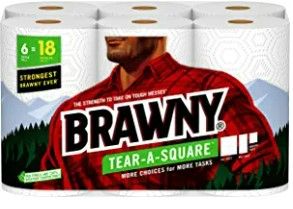 Photo 1 of Brawny® Tear-A-Square® Paper Towels, 6 Triple Rolls = 18 Regular Rolls 2 Pack