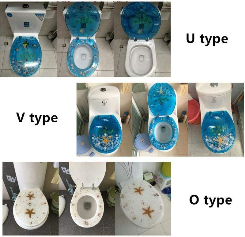 Photo 4 of Resin Toilet Seat Soft Close Quick Release Heavy Duty Transparent Toilet Seat With Ocean Series 17" 