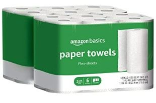 Photo 1 of Amazon Basics 2-Ply Paper Towels, Flex-Sheets, 6 Rolls (Pack of 2), 12 Value Rolls total