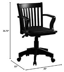 Photo 2 of OSP Home Furnishings Deluxe Wood Banker's Desk Chair with Padded Seat, Adjustable Height and Locking Tilt, Black Finish and Black Vinyl (NEW)