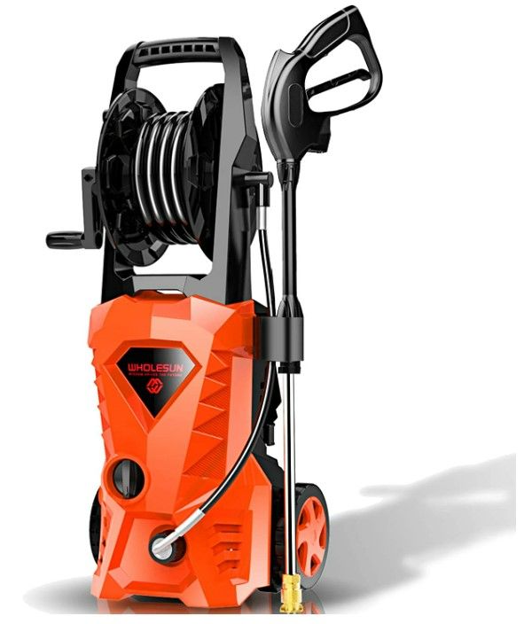 Photo 1 of WHOLESUN WS 3000 Electric Pressure Washer 2.4GPM Power Washer 1600W High-Pressure Cleaner Machine with 4 Nozzles Foam Cannon for Cars, Homes, Driveways, Patios (Orange)