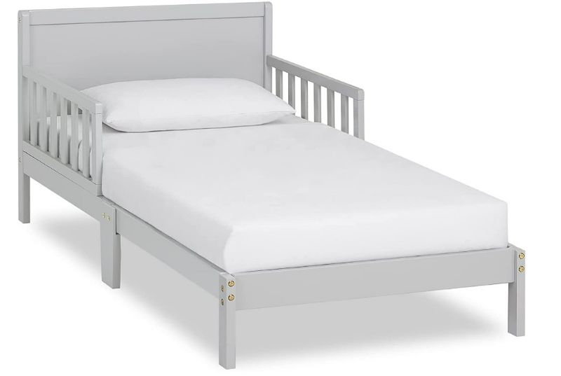Photo 1 of Dream On Me Brookside Toddler Bed In Pebble Grey, Greenguard Gold /JPMA Certified, Low To Floor Design, Non-Toxic Finish, Safety Rails, Made Of Pinewood