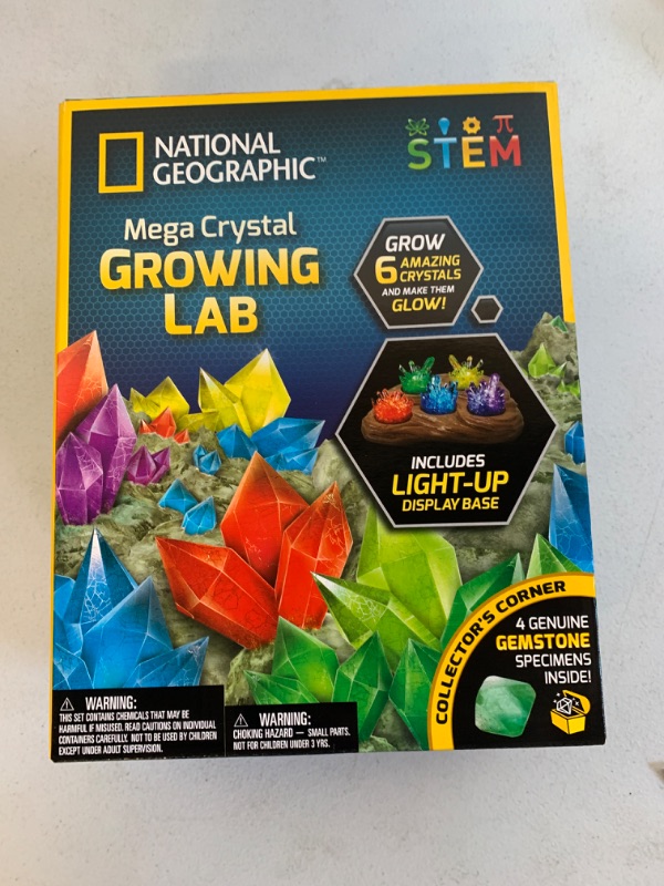 Photo 5 of NATIONAL GEOGRAPHIC Mega Crystal Growing Lab – Grow 6 Vibrant Crystals Fast (3-4 Days), with Light-Up Display Stand, Learning Guide, & 4 Genuine Crystal Specimens, an Amazon Exclusive Science Kit