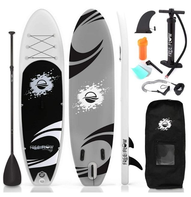 Photo 1 of SereneLife Inflatable Stand Up Paddle Board (6 Inches Thick) with Premium SUP Accessories & Carry Bag | Wide Stance, Bottom Fin for Paddling, Surf Control, Non-Slip Deck | Youth & Adult Standing Boat