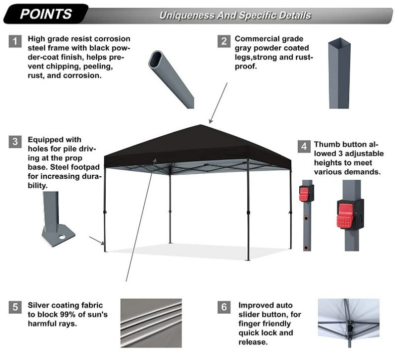 Photo 3 of ABCCANOPY Durable Easy Pop up Canopy Tent 8x8, Black