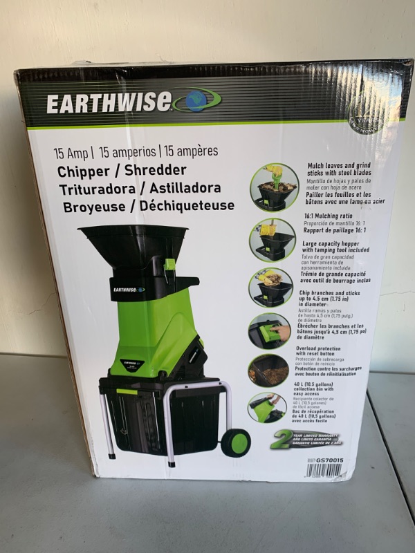 Photo 5 of Earthwise GS70015 15-Amp Garden Corded Electric Chipper, Collection Bin
