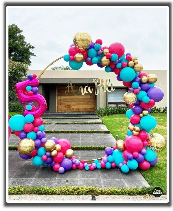 Photo 3 of LANGXUN 5.9ft (1.8m) Large Size Gold Metal Round Balloon Arch kit Decoration, for Birthday Decoration, Wedding Decoration and Photo Background Decoration, Christmas Decorations 2023 Upgrade Model