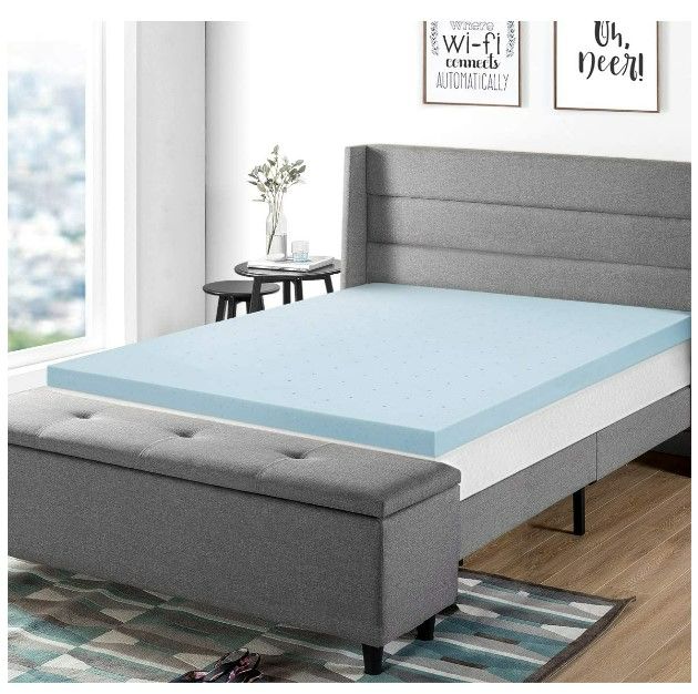 Photo 1 of Best Price Mattress 3 Inch Ventilated Memory Foam Mattress Topper, Cooling Gel Infusion, CertiPUR-US Certified, Cal King, Blue