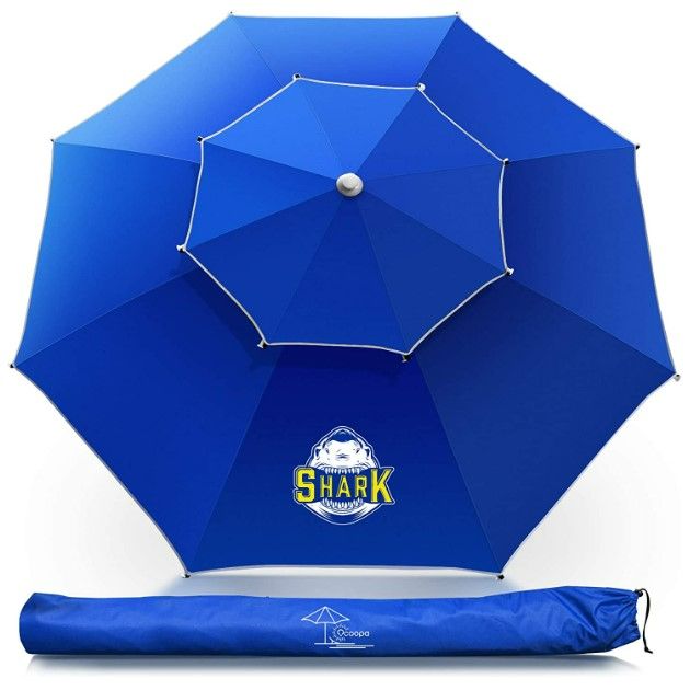 Photo 1 of OCOOPA Beach Umbrella, 7.2ft Umbrella with Ultra Breathable & Tilt Aluminum Pole, Portable Beach Umbrella with Carry Bag for Beach Patio Garden Outdoor