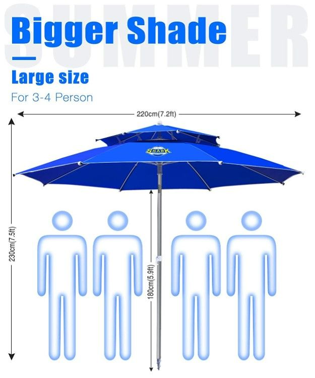 Photo 3 of OCOOPA Beach Umbrella, 7.2ft Umbrella with Ultra Breathable & Tilt Aluminum Pole, Portable Beach Umbrella with Carry Bag for Beach Patio Garden Outdoor