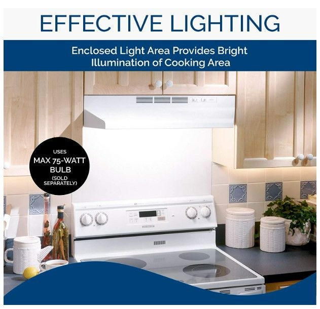 Photo 1 of Broan-NuTone 413001 Non-Ducted Ductless Range Hood with Lights Exhaust Fan for Under Cabinet, 30-Inch, White