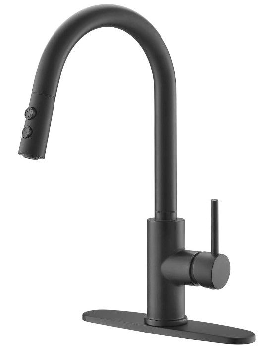 Photo 1 of Matte Black Kitchen Faucet, Black Faucet, Kitchen Sink Faucet, Pull-Down Kitchen Faucets, Bar Kitchen Faucet, Stainless Steel, Sink Faucet, RULIA RB1031