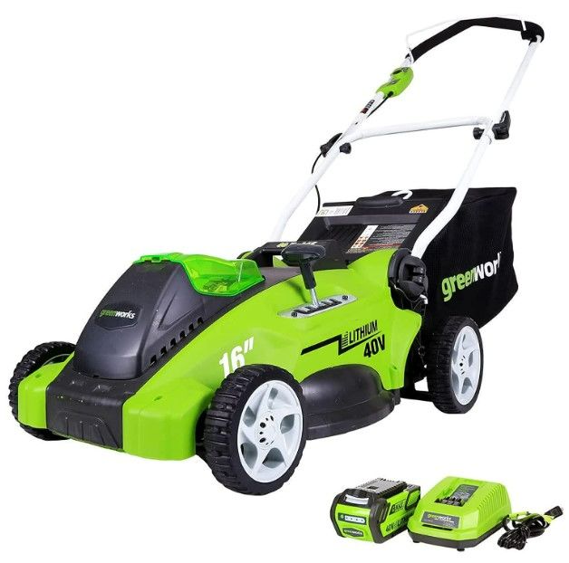 Photo 1 of Greenworks 40V 16" Cordless Electric Lawn Mower, 4.0Ah Battery and Charger Included