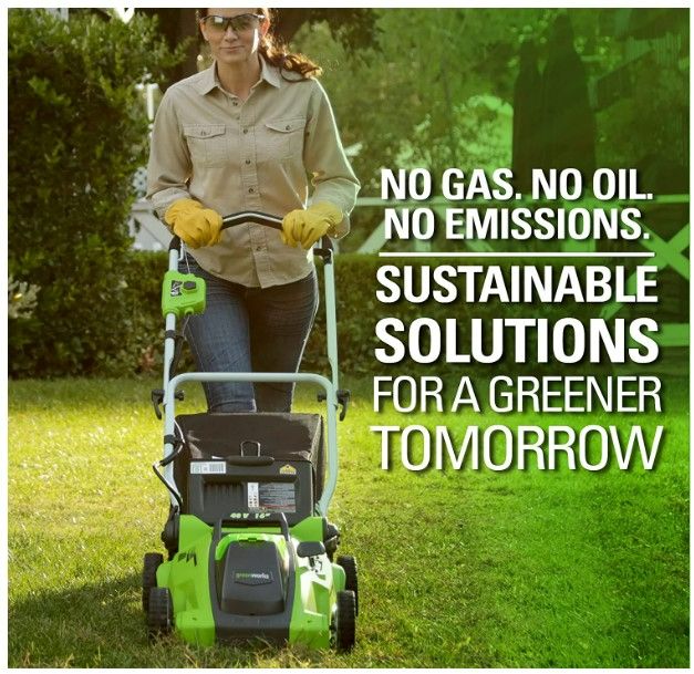Photo 3 of Greenworks 40V 16" Cordless Electric Lawn Mower, 4.0Ah Battery and Charger Included