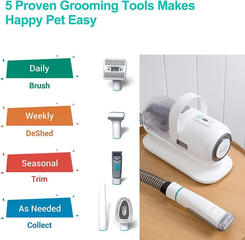 Photo 2 of neabot P1 Pro Pet Grooming Kit & Vacuum Suction 99% Pet Hair, Professional Grooming Clippers with 5 Proven Grooming Tools for Dogs Cats and Other Animals(Renamed to Neakasa)
