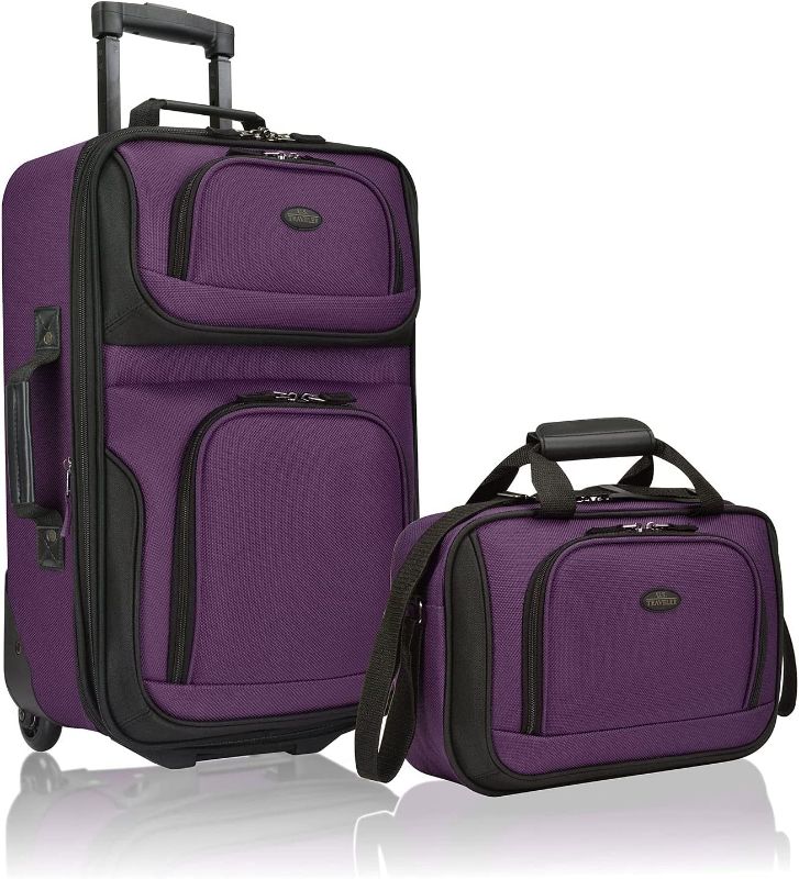 Photo 1 of U.S. Traveler Rio Rugged Fabric Expandable Carry-on Luggage Set, Purple, 2 Wheel
