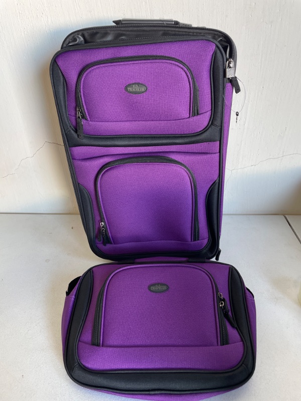Photo 4 of U.S. Traveler Rio Rugged Fabric Expandable Carry-on Luggage Set, Purple, 2 Wheel
