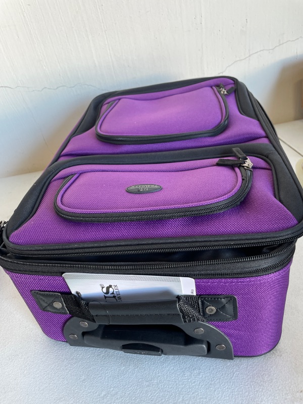 Photo 3 of U.S. Traveler Rio Rugged Fabric Expandable Carry-on Luggage Set, Purple, 2 Wheel
