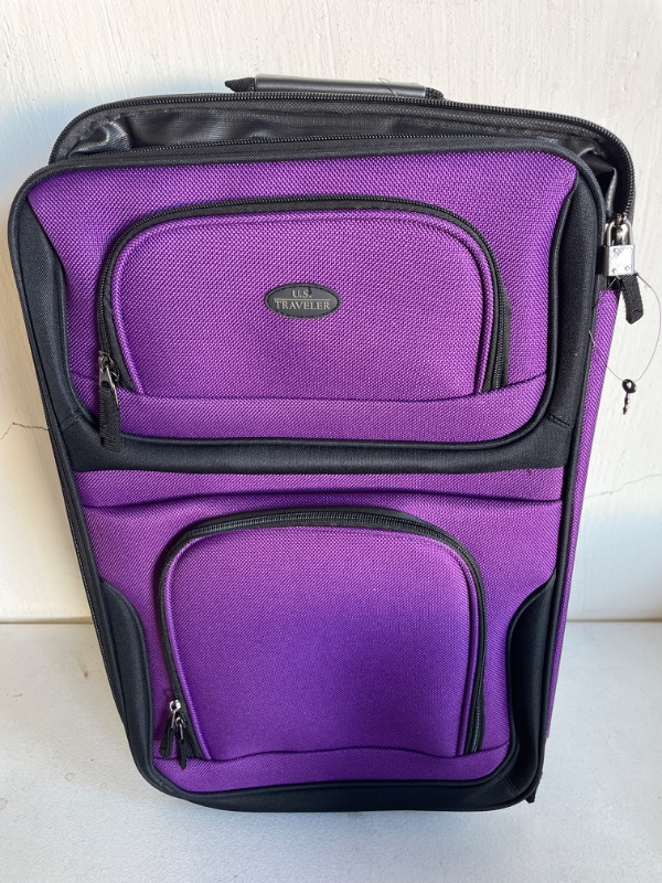 Photo 2 of U.S. Traveler Rio Rugged Fabric Expandable Carry-on Luggage Set, Purple, 2 Wheel
