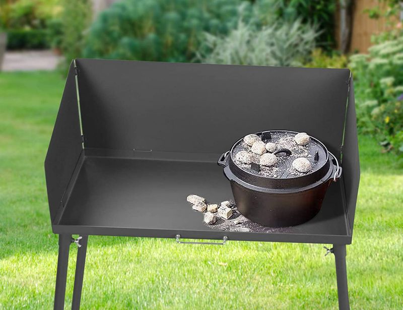 Photo 2 of Stanbroil 30 Inch Camp Cooking Table with Legs Fits 2 Camp Dutch Ovens, Black
