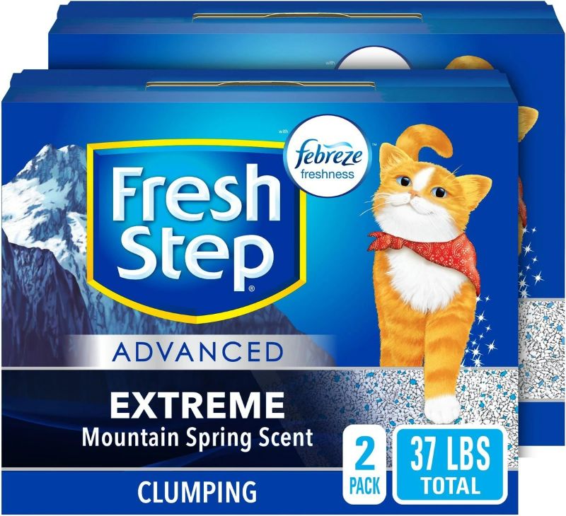 Photo 1 of  BUNDLE OF 2 Fresh Step Advanced Extreme Mountain Spring Scented Clumping Clay Cat Litter, 18.5-lb box
