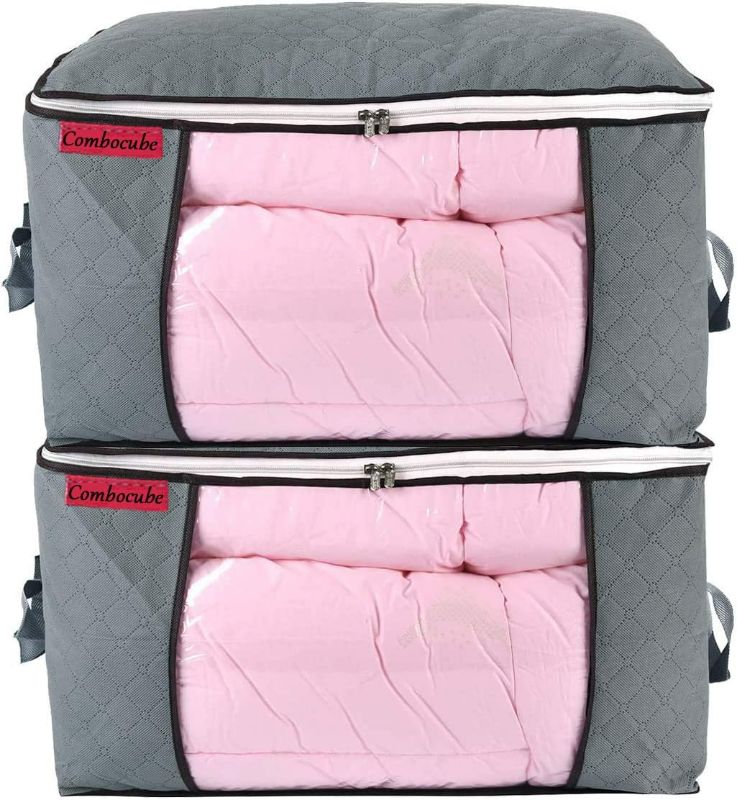 Photo 1 of BLUE BEAR 2 PACK SEE PHOTO Lifewit Large Capacity Clothes Storage Bag Organizer with Reinforced Handle Thick Fabric for Comforters, Blankets, Bedding, Foldable with Sturdy Zipper, Clear Window,  Pack, 90L,

