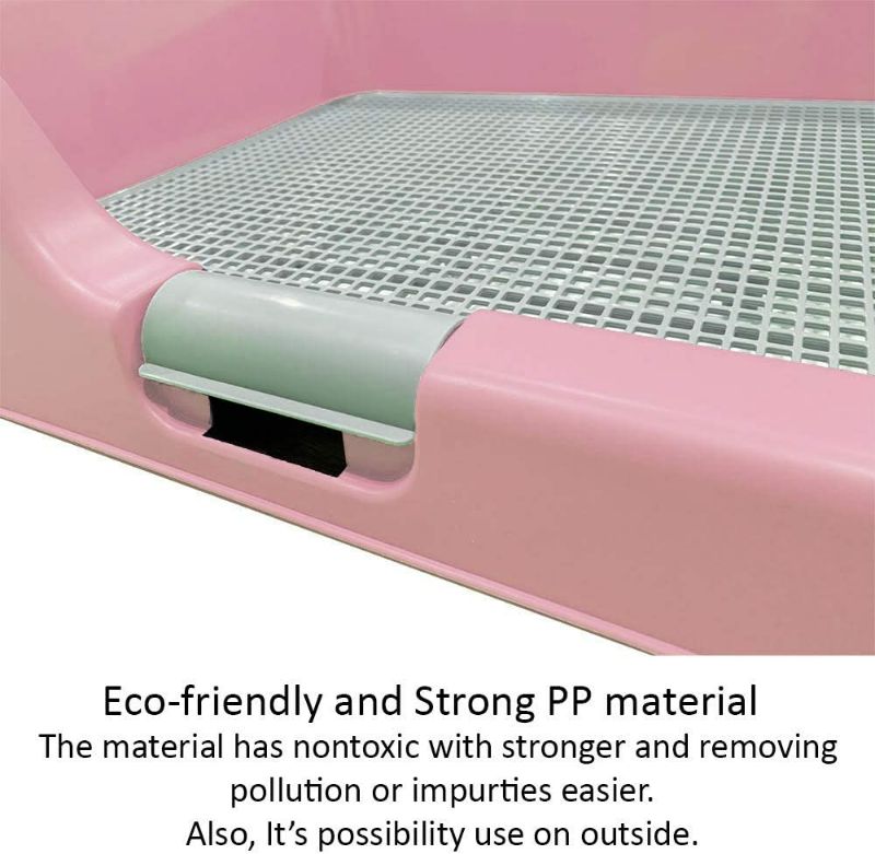 Photo 2 of [PS Korea] Indoor Dog Potty Tray – with Protection Wall Every Side for No Leak, Spill, Accident - Keep Paws Dry and Floors Clean (Pink)
