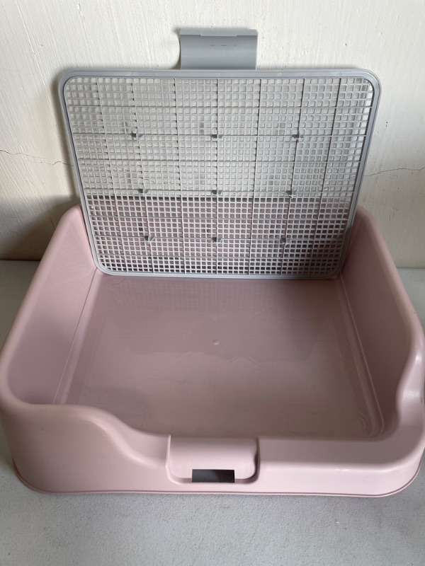 Photo 4 of [PS Korea] Indoor Dog Potty Tray – with Protection Wall Every Side for No Leak, Spill, Accident - Keep Paws Dry and Floors Clean (Pink)
