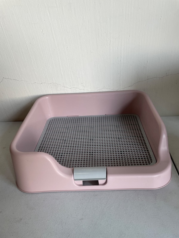 Photo 3 of [PS Korea] Indoor Dog Potty Tray – with Protection Wall Every Side for No Leak, Spill, Accident - Keep Paws Dry and Floors Clean (Pink)
