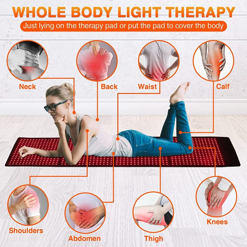 Photo 3 of CAMECO Near Infrared & Red Light Therapy Pad for Full Body, 1920pcs 850nm & 960pcs 660nm LED Light Therapy Device Mat for Back Shoulder Joint Pain Relief & Skin Care, Pulse Mode for Deep Penetration
