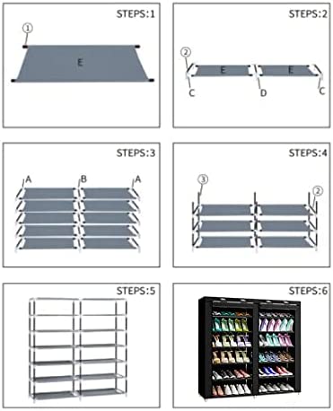 Photo 4 of TXT&BAZ 36-Pairs Portable Shoe Rack Double Row with Nonwoven Fabric Cover (7-Tiers Black)
